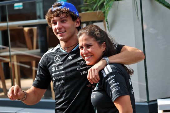 (L to R): Andrea Kimi Antonelli (ITA) Mercedes AMG Formula One Team with Rosa Herrero Venegas (RSA) Mercedes AMG Formula One Team Senior Public Relations Manager.
23.09.2026. Formula One World Championship, Rd 15, Azerbaijan Grand Prix, Baku, Azerbaijan, Preparations Day.
- www.xpbimages.com, EMail: requests@xpbimages.com © Copyright: Batchelor / XPB Images