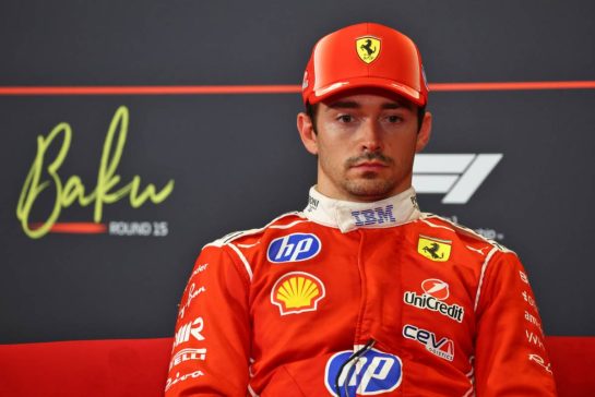 Charles Leclerc (MON) Scuderia Ferrari in the post qualifying FIA Press Conference.
25.09.2026. Formula One World Championship, Rd 15, Azerbaijan Grand Prix, Baku, Azerbaijan, Qualifying Day.
- www.xpbimages.com, EMail: requests@xpbimages.com © Copyright: Bearne / XPB Images