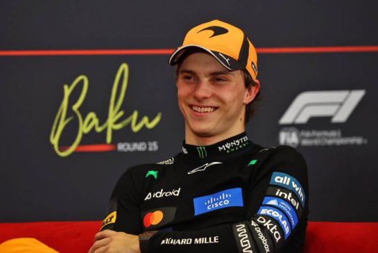 Oscar Piastri (AUS) McLaren F1 Team in the post qualifying FIA Press Conference.
25.09.2026. Formula One World Championship, Rd 15, Azerbaijan Grand Prix, Baku, Azerbaijan, Qualifying Day.
- www.xpbimages.com, EMail: requests@xpbimages.com © Copyright: Bearne / XPB Images