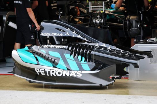 Mercedes AMG Formula One Team W17 engine cover.
01.10.2026. Formula 1 World Championship, Rd 16, Bahrain Grand Prix, Sepang, Malaysia, Preparations Day.
- www.xpbimages.com, EMail: requests@xpbimages.com © Copyright: Batchelor / XPB Images