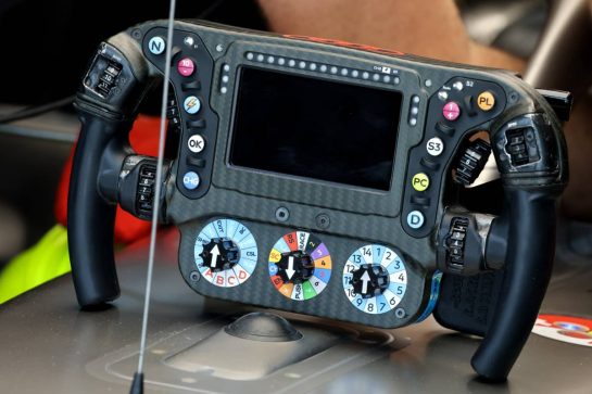 Audi F1 Team R26 steering wheel.
03.10.2026. Formula 1 World Championship, Rd 16, Bahrain Grand Prix, Sepang, Malaysia, Qualifying Day.
- www.xpbimages.com, EMail: requests@xpbimages.com © Copyright: Moy / XPB Images