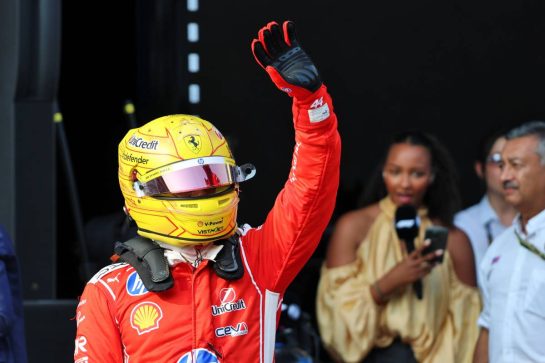 Lewis Hamilton (GBR) Scuderia Ferrari celebrates his second position in qualifying parc ferme.
03.10.2026. Formula 1 World Championship, Rd 16, Bahrain Grand Prix, Sepang, Malaysia, Qualifying Day.
- www.xpbimages.com, EMail: requests@xpbimages.com © Copyright: Batchelor / XPB Images