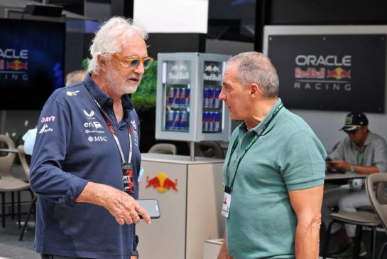 (L to R): Flavio Briatore (ITA) Alpine F1 Team Executive Advisor with Marco Antonelli (ITA).
04.10.2026. Formula 1 World Championship, Rd 16, Bahrain Grand Prix, Sepang, Malaysia, Race Day.
- www.xpbimages.com, EMail: requests@xpbimages.com © Copyright: Moy / XPB Images