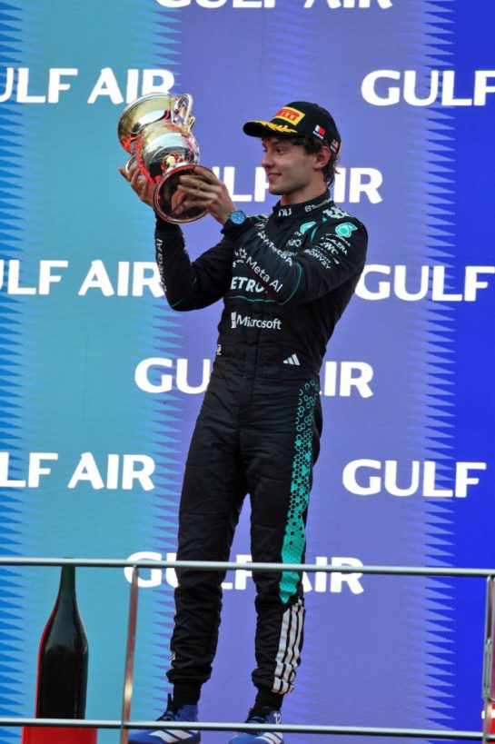 Andrea Kimi Antonelli (ITA) Mercedes AMG Formula One Team celebrates his second position on the podium.
04.10.2026. Formula 1 World Championship, Rd 16, Bahrain Grand Prix, Sepang, Malaysia, Race Day.
- www.xpbimages.com, EMail: requests@xpbimages.com © Copyright: Moy / XPB Images