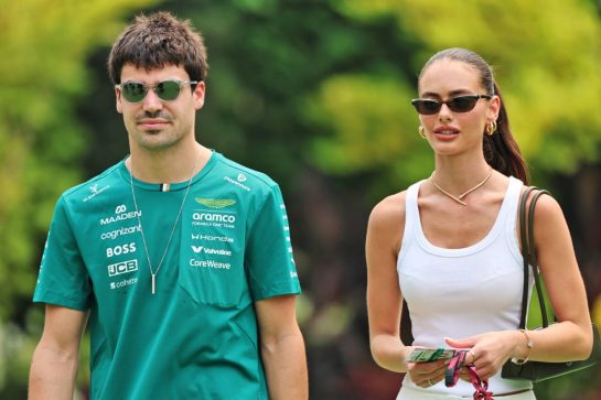 (L to R): Lance Stroll (CDN) Aston Martin F1 Team with his girlfriend Yael Shelbia (ISR).
09.10.2026. Formula 1 World Championship, Rd 17, Singapore Grand Prix, Marina Bay Street Circuit, Singapore, Practice and Sprint Qualifying.
- www.xpbimages.com, EMail: requests@xpbimages.com © Copyright: Batchelor / XPB Images