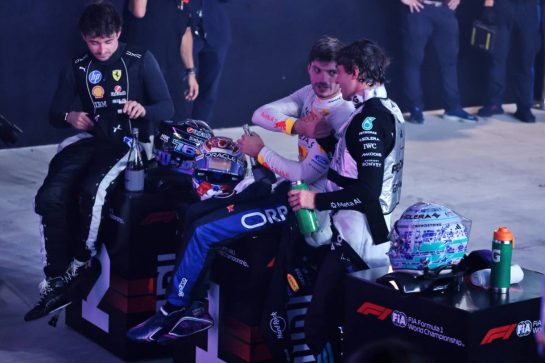 The top three in parc ferme (L to R): Charles Leclerc (MON) Scuderia Ferrari, second; Max Verstappen (NLD) Red Bull Racing, race winner; Andrea Kimi Antonelli (ITA) Mercedes AMG Formula One Team, third.
11.10.2026. Formula 1 World Championship, Rd 17, Singapore Grand Prix, Marina Bay Street Circuit, Singapore, Race.
- www.xpbimages.com, EMail: requests@xpbimages.com © Copyright: Moy / XPB Images