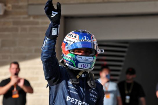 Andrea Kimi Antonelli (ITA) Mercedes AMG Formula One Team celebrates his pole position in qualifying parc ferme.
24.10.2026. Formula 1 World Championship, Rd 18, United States Grand Prix, Austin, United States, Qualifying Day.
- www.xpbimages.com, EMail: requests@xpbimages.com © Copyright: Batchelor / XPB Images