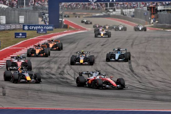 Charles Leclerc (MON) Scuderia Ferrari SF-26 at the start of the race.
25.10.2026. Formula 1 World Championship, Rd 18, United States Grand Prix, Austin, United States, Race.
- www.xpbimages.com, EMail: requests@xpbimages.com © Copyright: Rew / XPB Images