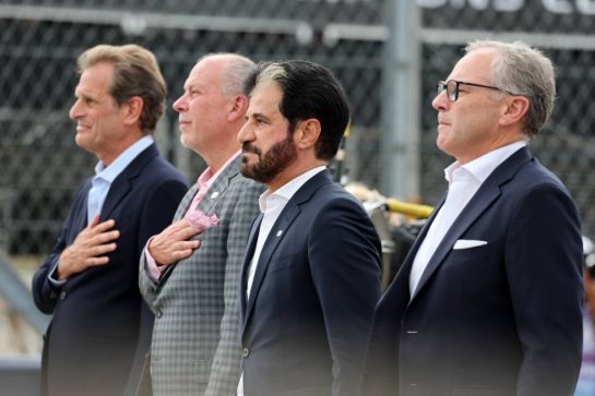 Mohammed Bin Sulayem (UAE) FIA President and Stefano Domenicali (ITA) Formula One President and CEO as the grid observes the national anthem.
25.10.2026. Formula 1 World Championship, Rd 18, United States Grand Prix, Austin, United States, Race.
- www.xpbimages.com, EMail: requests@xpbimages.com © Copyright: Moy / XPB Images