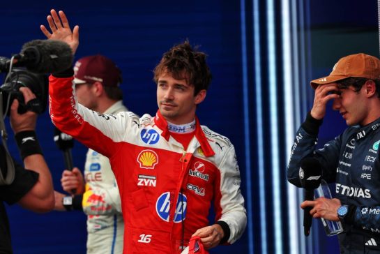 Charles Leclerc (MON) Scuderia Ferrari celebrates his second position in parc ferme with race winner Andrea Kimi Antonelli (ITA) Mercedes AMG Formula One Team.
25.10.2026. Formula 1 World Championship, Rd 18, United States Grand Prix, Austin, United States, Race.
- www.xpbimages.com, EMail: requests@xpbimages.com © Copyright: Rew / XPB Images