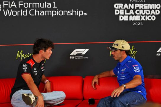 (L to R): Oliver Bearman (GBR) Haas F1 Team and Pierre Gasly (FRA) Alpine F1 Team, in the FIA Press Conference.
29.10.2026. Formula 1 World Championship, Rd 19, Mexico City Grand Prix, Mexico City, Mexico, Preparations Day.
- www.xpbimages.com, EMail: requests@xpbimages.com © Copyright: Patching / XPB Images