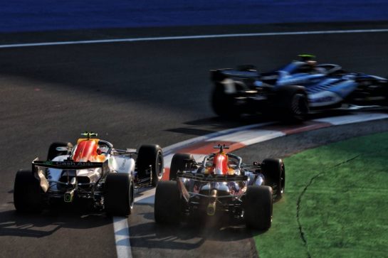 Liam Lawson (NZL) Racing Bulls Formula One Team VCARB 03 and Max Verstappen (NLD) Red Bull Racing RB22 make contact in the second practice session.
30.10.2026. Formula 1 World Championship, Rd 19, Mexico City Grand Prix, Mexico City, Mexico, Practice Day.
- www.xpbimages.com, EMail: requests@xpbimages.com © Copyright: Patching / XPB Images